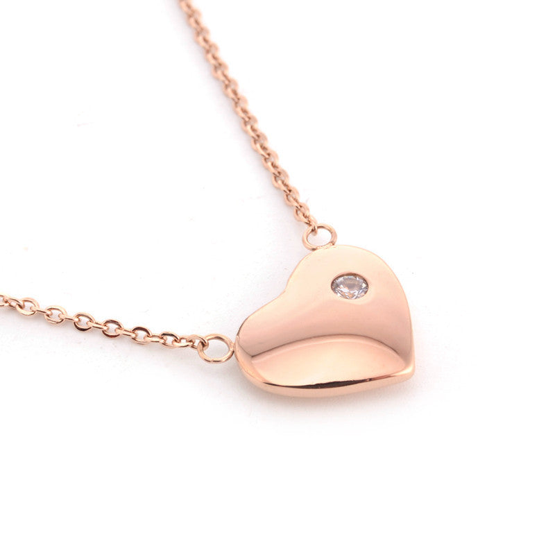 Wholesale Valentine's Day Rose Gold Titanium Steel Heart Necklace